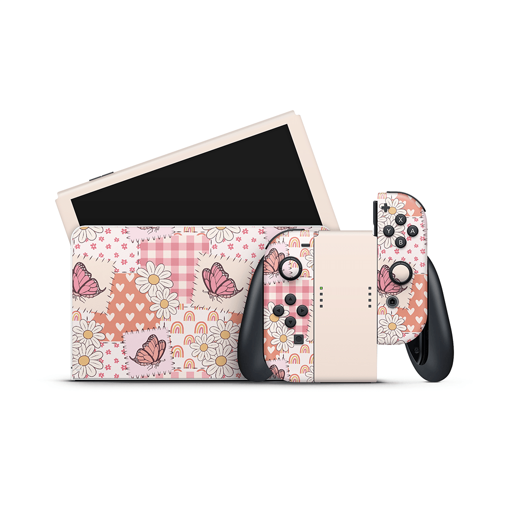 Blush Patchwork Nintendo Switch OLED Decal Skin