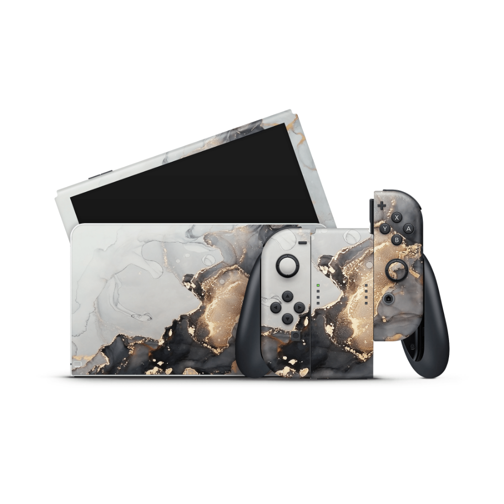 Black Marble Nintendo Switch OLED Decal Skin