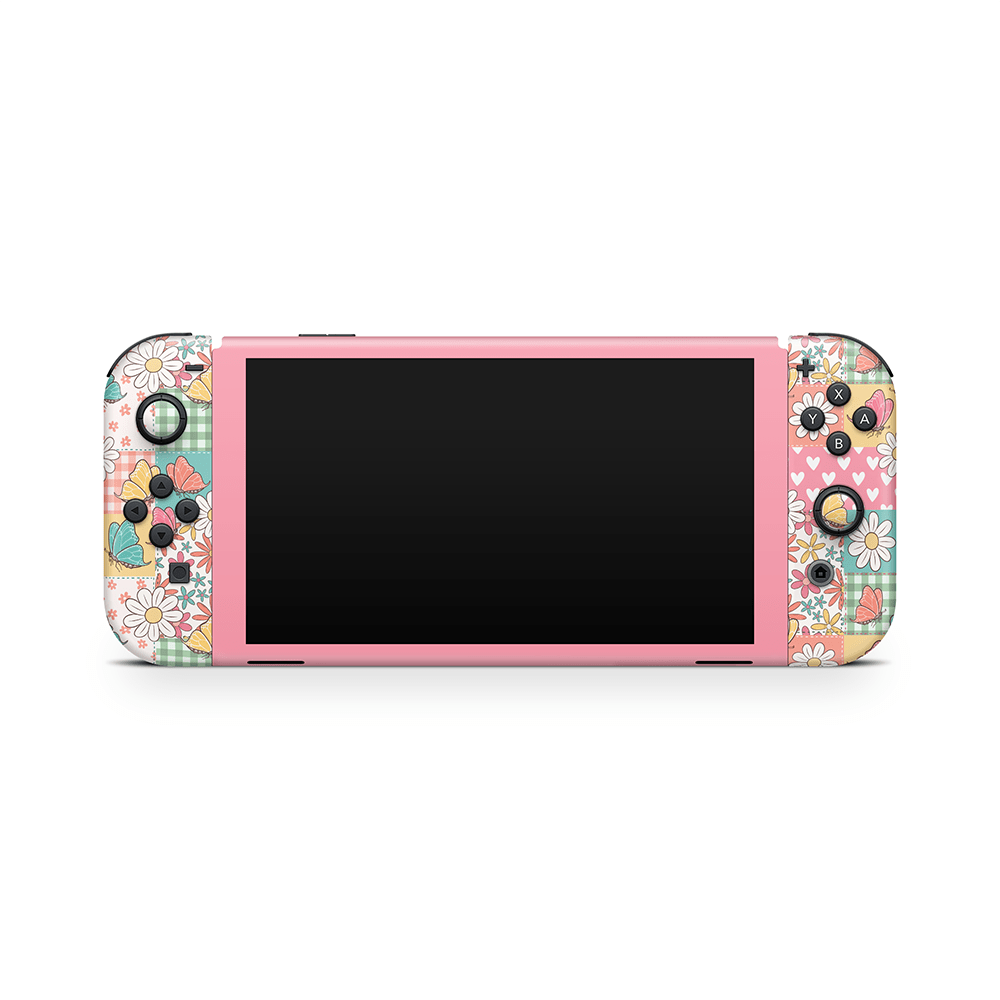 Butterfly Patchwork Nintendo Switch OLED Decal Skin