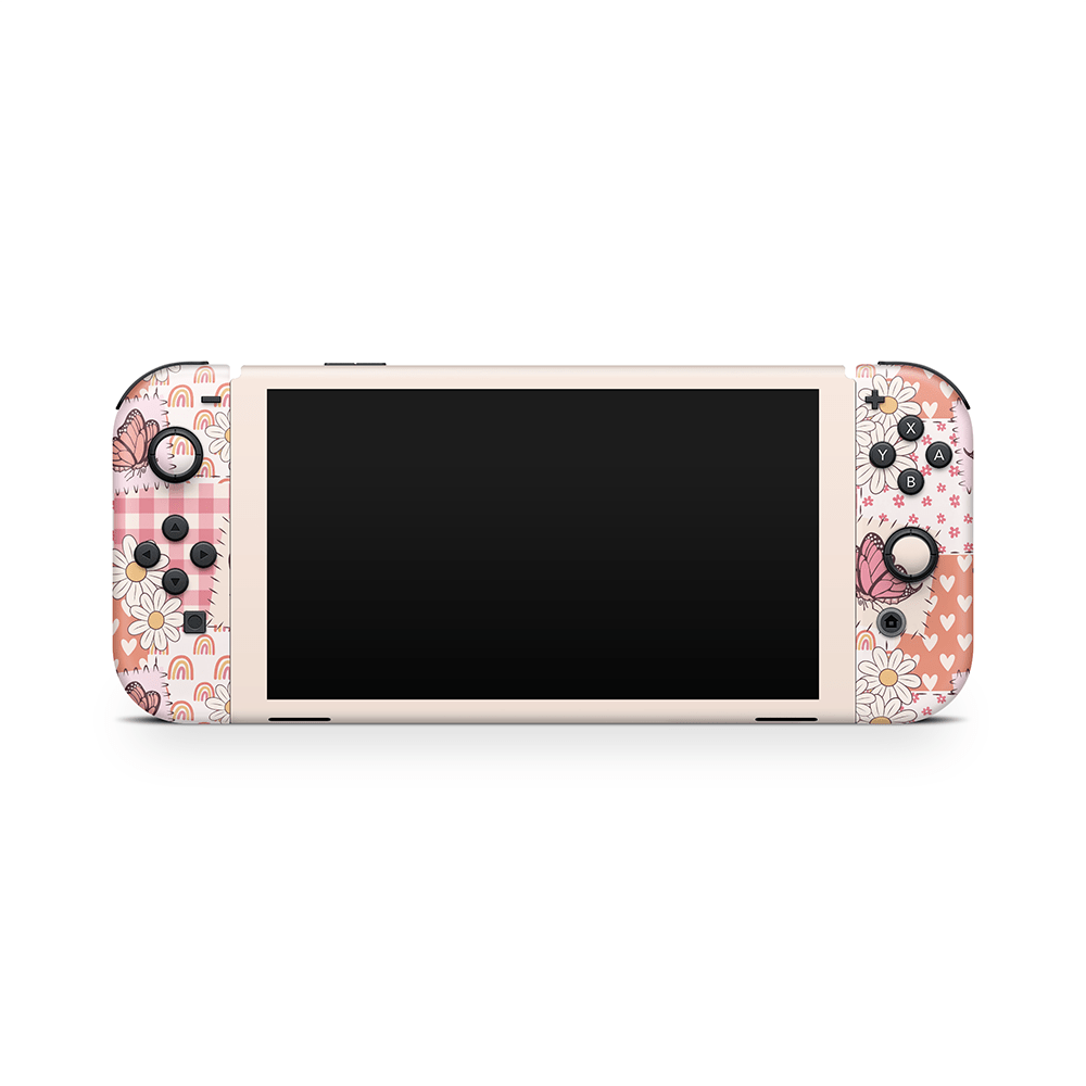 Blush Patchwork Nintendo Switch OLED Decal Skin