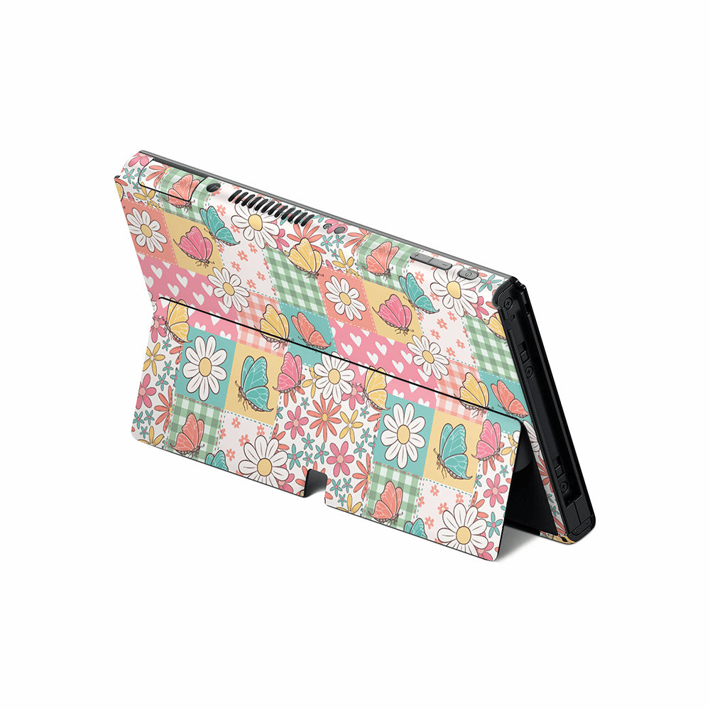 Butterfly Patchwork Nintendo Switch OLED Decal Skin